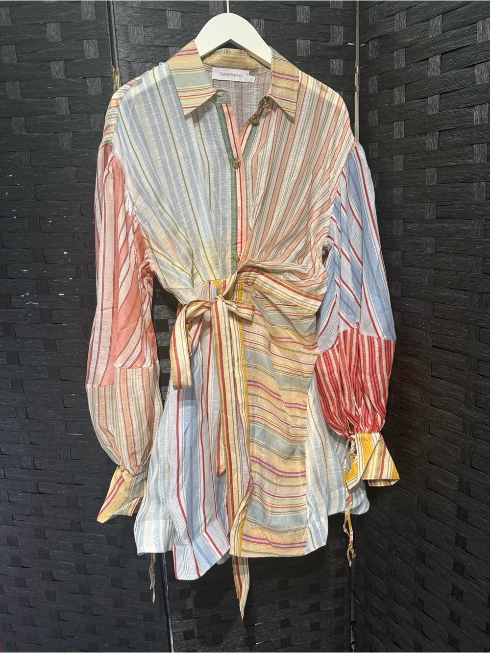 Zimmermann Multicolor Pastel Striped Button-Front Shirt